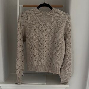Massimo Dutti Taupe Cable Knit Sweater
